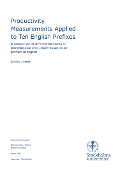 Productivity Measurements Applied to Ten English Prefixes: A