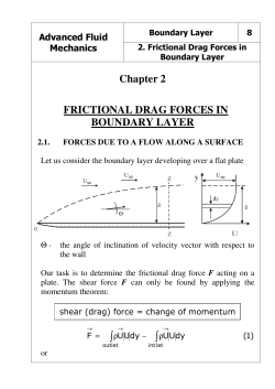 Chapter 2 FRICTIONAL DRAG FORCES IN BOUNDARY LAYER &int; &int;