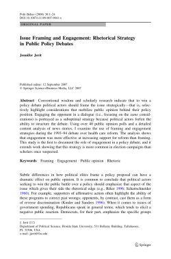 Issue Framing and Engagement: Rhetorical Strategy