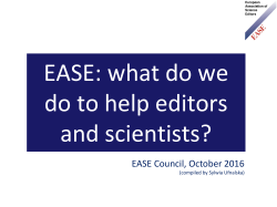 Overview of EASE activities 2016 - European Association of Science