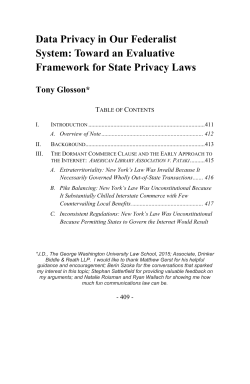 Data Privacy in Our Federalist System: Toward an Evaluative