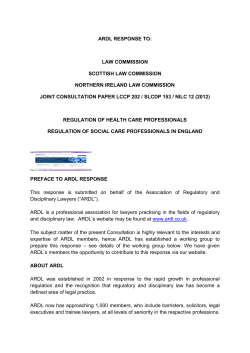 ARDL`s Response to the Law Commission Consultation on Health