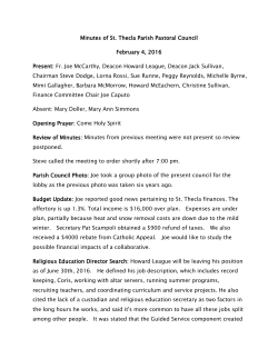 Minutes of St. Thecla Parish Pastoral Council February 4, 2016