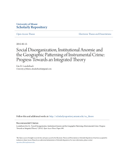 Social Disorganization, Institutional Anomie and the Geographic