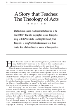 A Story that Teaches: The Theology of Acts