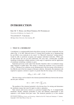 "Introduction" in: Encyclopedia of Membrane Science and Technology