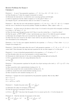 Review Problems for Exam 2 Calculus 3