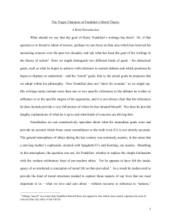 The Tragic Character of Frankfurt`s Moral Theory