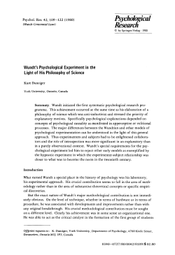 Wundt`s psychological experiment in the light of his philosophy of