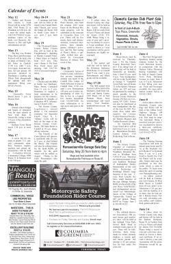 Calendar of Events - The Greenville Pioneer