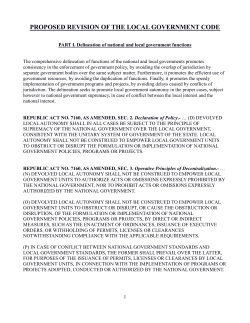 PROPOSED REVISION OF THE LOCAL GOVERNMENT CODE