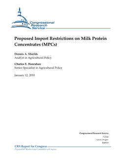 Proposed Import Restrictions on Milk Protein Concentrates (MPCs)