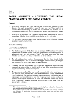 Lowering the Legal Alcohol Limits for Adult Drivers