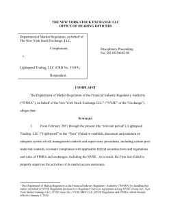 THE NEW YORK STOCK EXCHANGE LLC OFFICE OF HEARING
