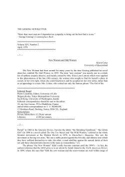 THE GISSING NEWSLETTER &ldquo;More than most men am I dependent
