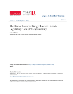 The Rise of Balanced Budget Laws in Canada