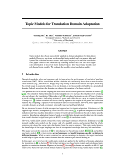Topic Models for Translation Domain Adaptation