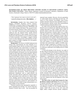 Determination of High Precision Isotope Ratios in Returned