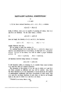 EQUIVALENT RATIONAL SUBSTITUTIONS*