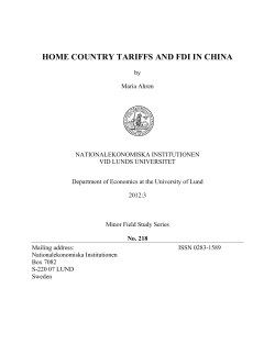 home country tariffs and fdi in china - Live@Lund