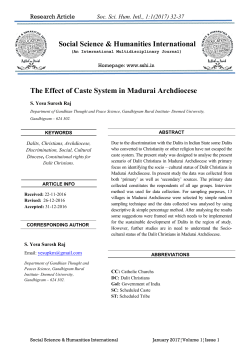 The Effect of Caste System in Madurai Archdiocese Social Science