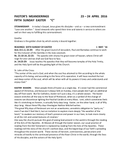 PASTOR`S MEANDERINGS 23 &ndash; 24 APRIL 2016 FIFTH SUNDAY