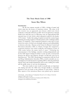 The Toxic Shock Crisis of 1980 Susan May Wilson