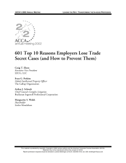 601 Top 10 Reasons Employers Lose Trade Secret Cases (and