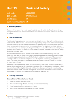 Unit 19: Music and Society