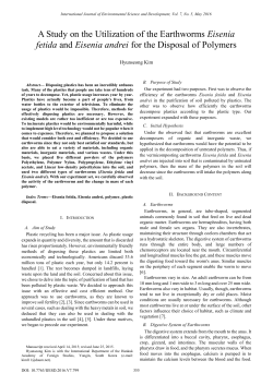 A Study on the Utilization of the Earthworms Eisenia fetida and