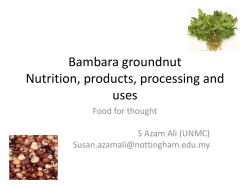 Bambara groundnut Nutrition, processing and uses