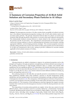 A Summary of Corrosion Properties of Al