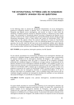 The intonational patterns used in Hungarian students` Spanish yes