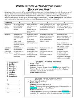 Book of the First Vocabulary Assignment