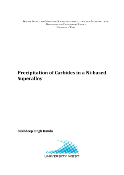 Precipitation of Carbides in a Ni-Based Superalloy