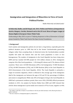 Immigration and Integration of Minorities in View of Czech Political