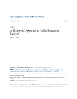 A Thoughtful Approach to Public Education Reform