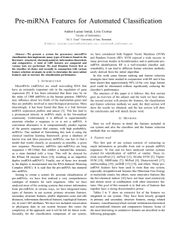 Pre-miRNA Features for Automated Classification