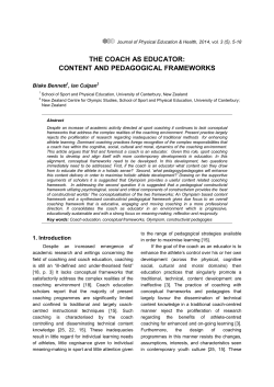 THE COACH AS EDUCATOR: CONTENT AND PEDAGOGICAL
