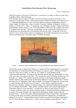 1 PCR 2 March 2014 Initial Effects of the Outbreak of War 100 years