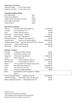 House Wines- Vino di Casa De Bortoli Dry Red &frac12; Litre 13 One