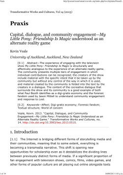 (Veale) Capital, Dialogue and Community Engagement