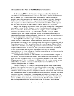 Introduction to the Plans at the Philadelphia Convention