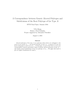 A Correspondence between Generic Alcoved