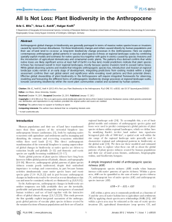 All Is Not Loss: Plant Biodiversity in the Anthropocene