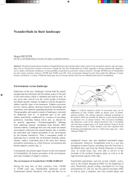 Neanderthals in their landscape - Institut f&uuml;r Ur