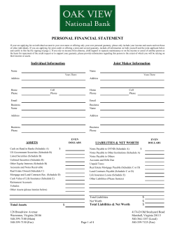PERSONAL FINANCIAL STATEMENT
