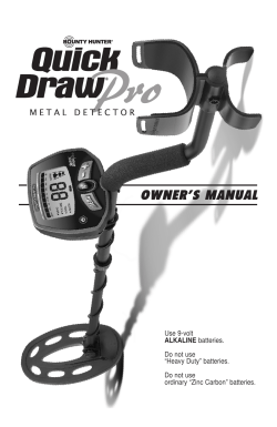 owner`s manual - bounty hunter metal detectors