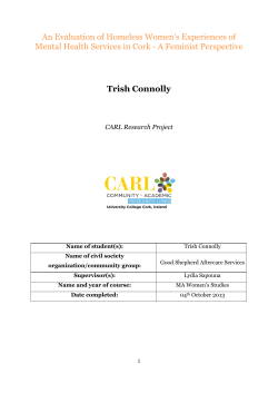 An Evaluation of Homeless Women`s Experiences of Mental Health
