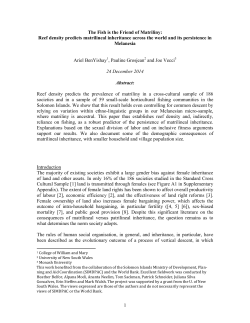 1 The Fish is the Friend of Matriliny: Reef density predicts matrilineal